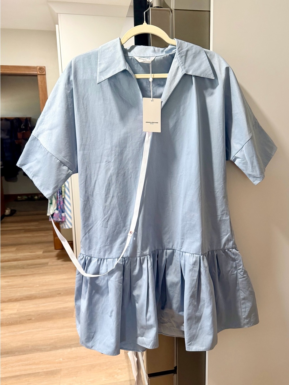 Amanda Uprichard Pale Blue Cotton Shirt Midi Dress